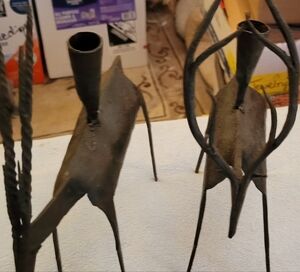 Pair of Brutilist Antelope candleholders.